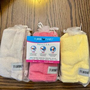 Turbie Twist Hair Towels - Pink, Yellow, Cream